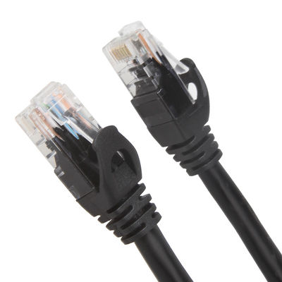 سلك التصحيح الأسود Cat6 Cat6a لشبكة جيجابت إيثرنت 650 ميجا هرتز 100 واط PoE RJ45 UTP