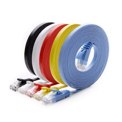 كابلات التصحيح المسطحة فائقة النحافة Cat6 متعددة الأغراض مع RJ45 8P8C