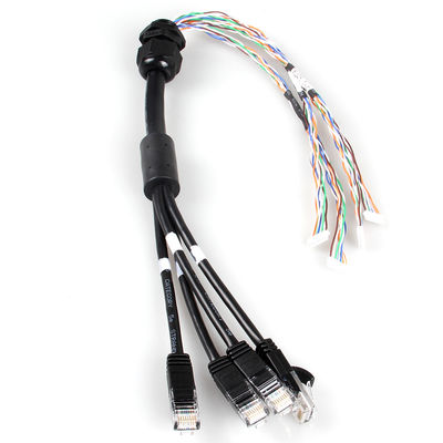 كابل إيثرنت 4 في 1 مضاد للماء Cat 6a ، كابل جذع RJ45 Cat6a ذو 4 فروع