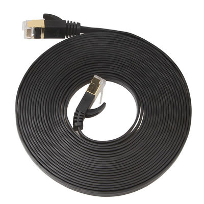 كابل التصحيح المسطح UTP المحمي Cat 6 النحاس 1 متر Rj45 اللون الأسود