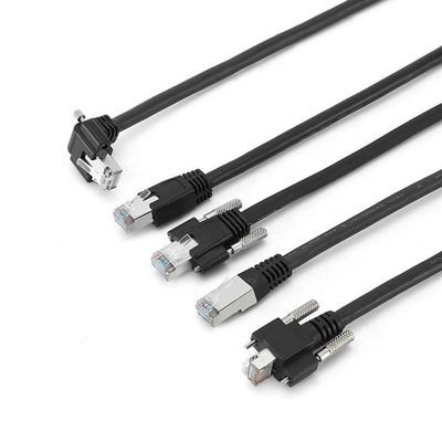 كابل إيثرنت للكاميرا الصناعية Cat6A S / FTP RJ45 8P مع برغي قفل GigE