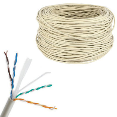 سلك التصحيح الرمادي الداخلي UTP Cat 6 ، CU 4pr 0.55mm النحاس النقي LSZH CAT6 كابل
