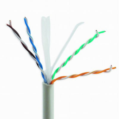 سلك التصحيح الرمادي الداخلي UTP Cat 6 ، CU 4pr 0.55mm النحاس النقي LSZH CAT6 كابل