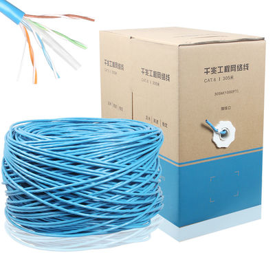 1000FT CCA CAT6 كابل الإنترنت UTP Lan Cable 4PR 24AWG 0.48mm 305M Gray