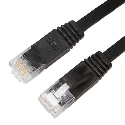 كابل شبكة الإنترنت المسطح المستقر المقاوم للعوامل الجوية ، كابل التصحيح للكمبيوتر Black Cat 6