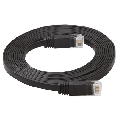 كابل شبكة الإنترنت المسطح المستقر المقاوم للعوامل الجوية ، كابل التصحيح للكمبيوتر Black Cat 6