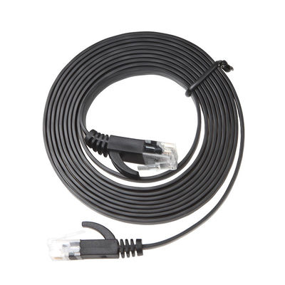 كابل شبكة الإنترنت المسطح المستقر المقاوم للعوامل الجوية ، كابل التصحيح للكمبيوتر Black Cat 6