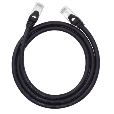 سلك التصحيح الأسود SFTP Cat6 مزدوج المحمي 24AWG موصل النحاس النقي RJ45