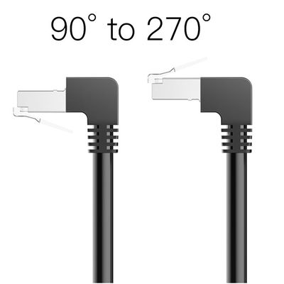 OEM Stable Cat7 Patch Cord 90 درجة إلى 270 درجة بزاوية تصاعدية