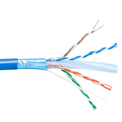 كابل Cat6a Lan المصنوع من النحاس العاري المصمت 1000 قدم أزرق 23AWG 750MHz PoE ++