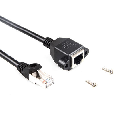 كابل إيثرنت محمي ثابت Cat 6a ، كابل تمديد RJ45 مع لوحة تثبيت لولبية