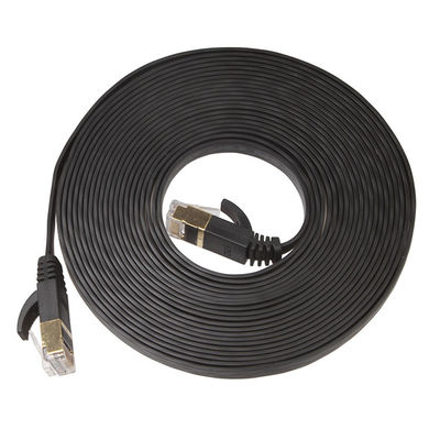 كابلات Cat6 UTP Ethernet Lan مسطحة قصيرة باللون الأسود للكمبيوتر