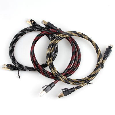 نايلون مضفر محمي من النايلون Cat7 Lan Cable S / FTP BC مع موصل RJ45
