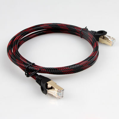 نايلون مضفر محمي من النايلون Cat7 Lan Cable S / FTP BC مع موصل RJ45