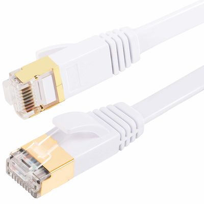 سلك توصيل بشبكة إيثرنت Cat7 المسطح SFTP محمي متعدد الأغراض باللون الأبيض