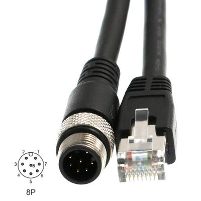 كبل إيثرنت ROHS Cat6 الصناعي M12 D كود 8 دبوس إلى RJ45 لمستشعر Fieldbus