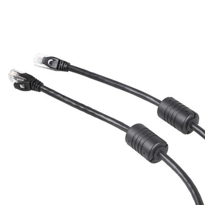 كابل إيثرنت أسود 24AWG Cat 6 ، موصل RJ45 ، سلك إيثرنت 100 قدم