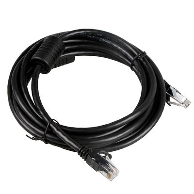 كابل إيثرنت أسود 24AWG Cat 6 ، موصل RJ45 ، سلك إيثرنت 100 قدم
