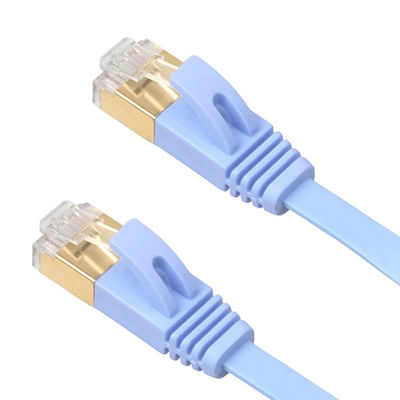 4 Ft Cat6 Flat Ethernet Lan Cables أزرق مع موصلات Rj45 Snagless المحمية الذهبية