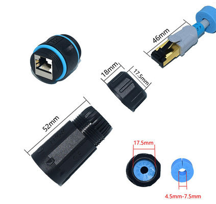 في الهواء الطلق IP68 مضمن موصل مقاوم للماء CAT6 STP أنثى إلى أنثى