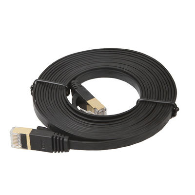 كابلات Cat6 UTP Ethernet Lan مسطحة قصيرة باللون الأسود للكمبيوتر