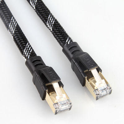 كابل شبكة Rj45 Cat8 شديد التحمل ، سلك تصحيح مضفر من النايلون Cat 8