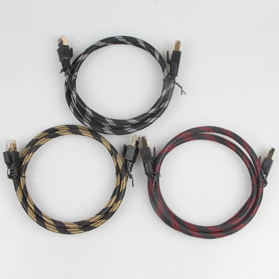 SFTP RJ45 Cat 8 كابل إيثرنت خارجي نايلون مضفر أسود أصفر