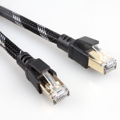 كابل التصحيح الداخلي الخارجي Cat8 مضفر من النايلون 26AWG 40 جيجابت في الثانية 2000 ميجاهرتز S / FTP