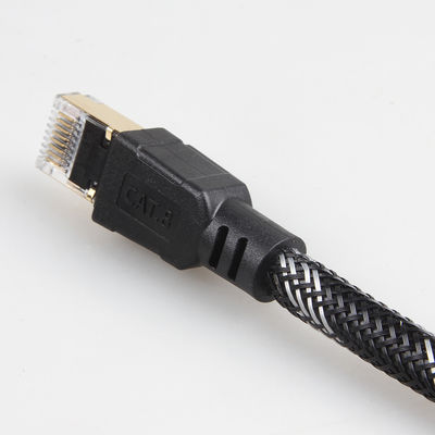 كابل التصحيح الداخلي الخارجي Cat8 مضفر من النايلون 26AWG 40 جيجابت في الثانية 2000 ميجاهرتز S / FTP