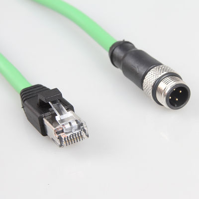 كابل إيثرنت صناعي للكاميرا الخضراء M12 4Pin إلى RJ45 جيجابت مستقر