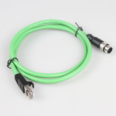 كابل إيثرنت صناعي للكاميرا الخضراء M12 4Pin إلى RJ45 جيجابت مستقر