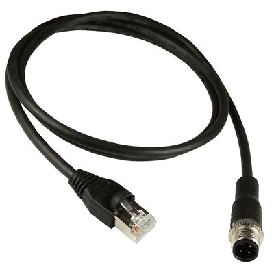 M12 إلى Rj45 Gigabit Industrial Ethernet Cable Cat5e Cat6 أسود اللون