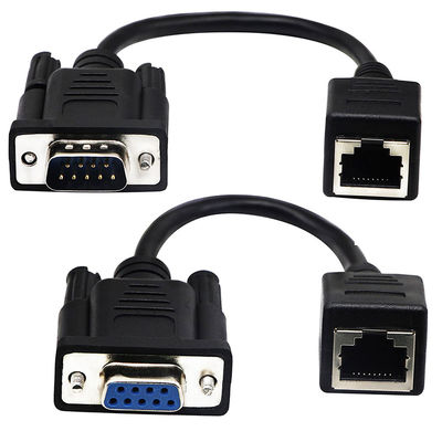 كابل Cat5 Cat6 RJ45 إلى RS232 ، تجميعات كابل إيثرنت الصناعي DB9 9 دبوس