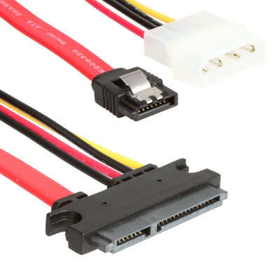كابل تسخير أسلاك البيانات ROHS SATA III SATA 7 + 15Pin 22Pin إلى SATA 7Pin + 4Pin
