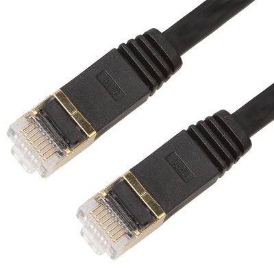 كابل التصحيح المسطح UTP المحمي Cat 6 النحاس 1 متر Rj45 اللون الأسود