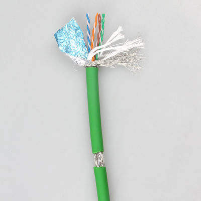 مرونة عالية Cat 5e SFTP AWG26 PVC Green RJ45 Ethernet Cable للتطبيقات الصناعية