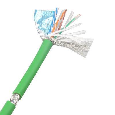 مرونة عالية Cat 5e SFTP AWG26 PVC Green RJ45 Ethernet Cable للتطبيقات الصناعية